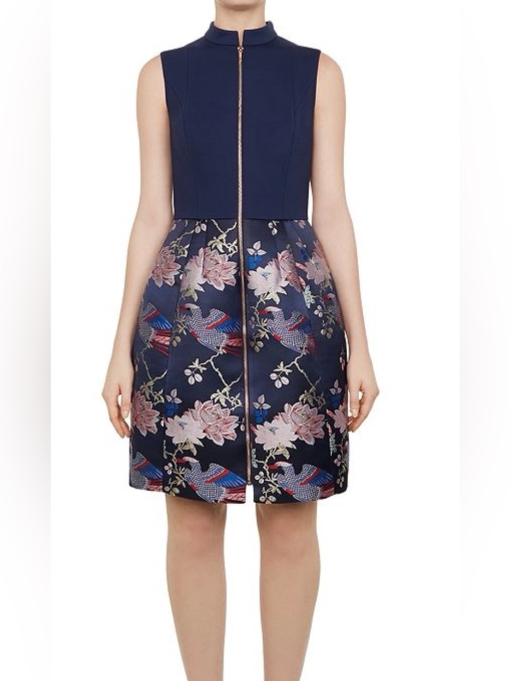 Ted Baker Floral Mini Dress in Blue & Pink Size Medium